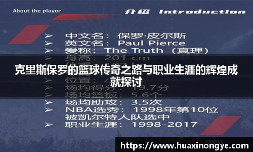 克里斯保罗的篮球传奇之路与职业生涯的辉煌成就探讨